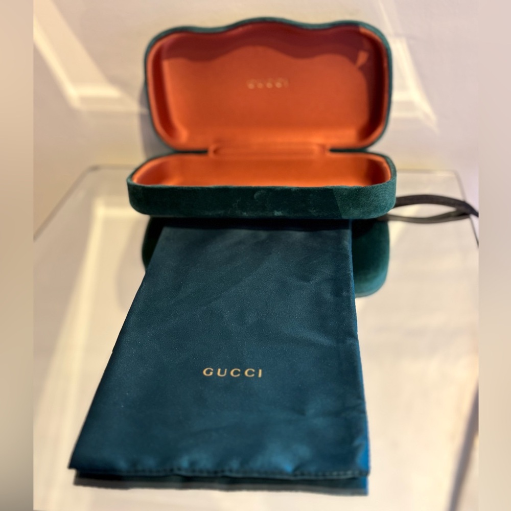 Emerald Green Gucci sunglasses case empty